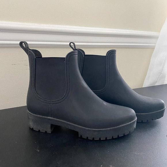 Jeffrey Campbell Cloudy Waterproof Chelsea Rain Boot Black - Picture 2 of 8